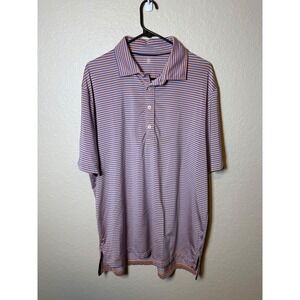 RLX Striped Golf Polo Shirt Mens Short Sleeve Peach Purple Casual Sport